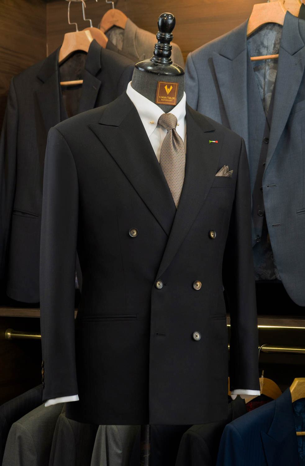Double-Breasted Black Suit