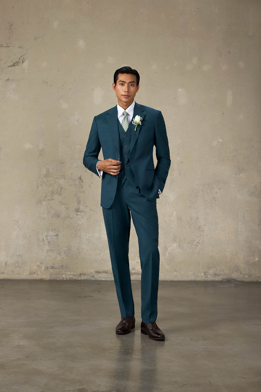 LOOK 6 | Dark Teal Three-Piece Suit