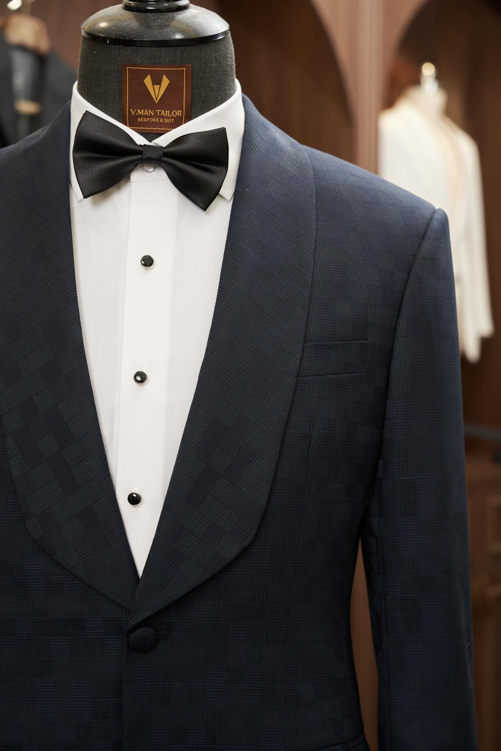 Midnight Blue Tonal Check Tuxedo